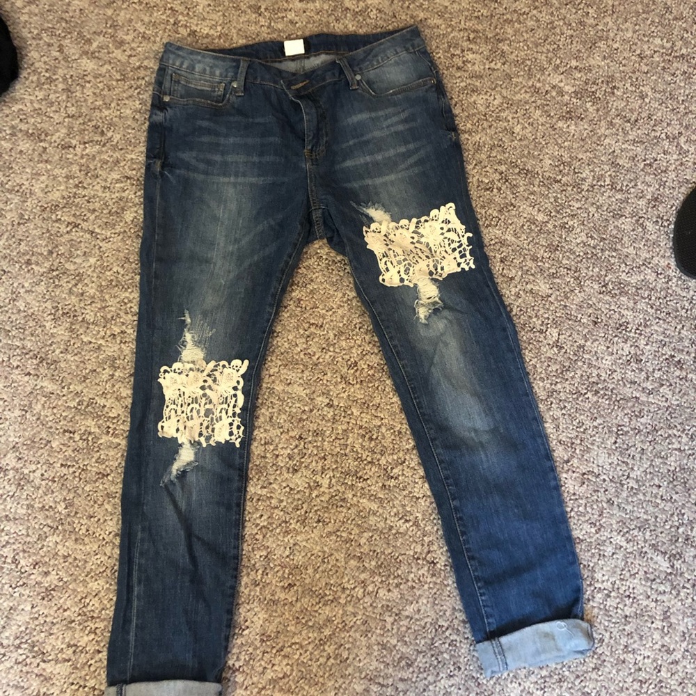 Venus size 10 - lace knee distressed jeans